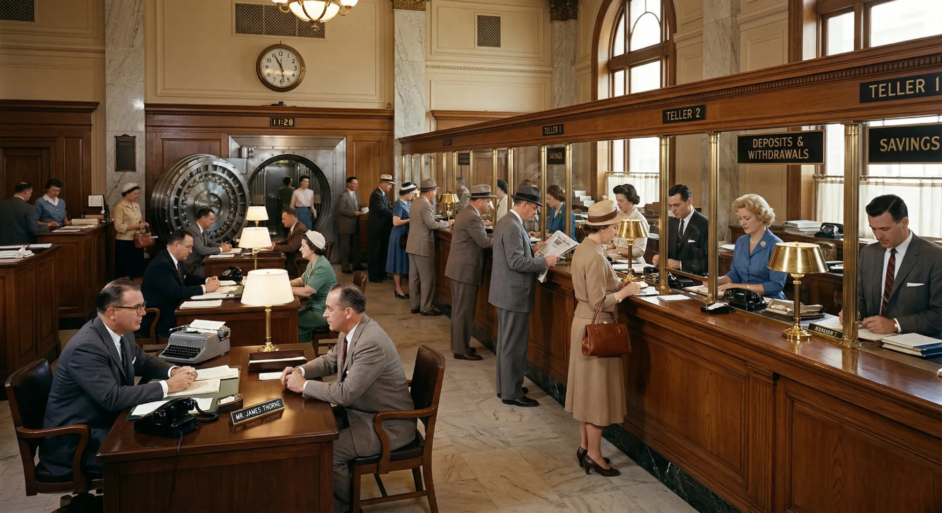 Vintage bank interior