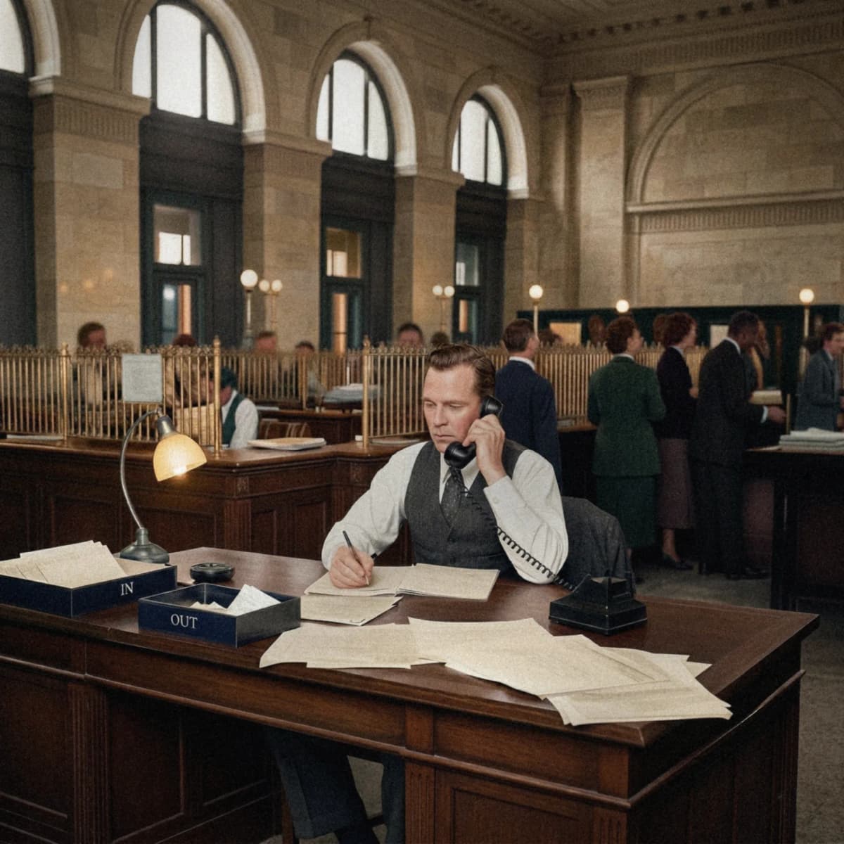 Bank officer on the phone